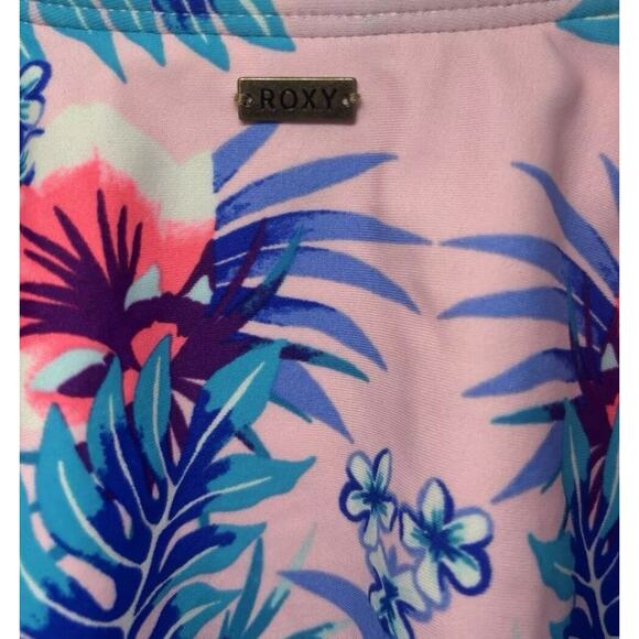 Roxy NWT Pink Hawaiian Flower 2 Piece New Bikini Swimsuit Flutter Top Small - Picture 8 of 16